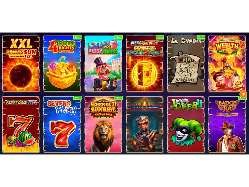 Βιβλιοθήκη παιχνιδιών Wazamba: slots, live casino και επιτραπέζια